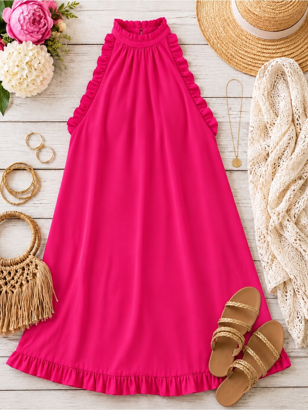 Barbie Pink Halter Neck Summer Dress Amanda Uprichard Sz Small Feminine Romantic